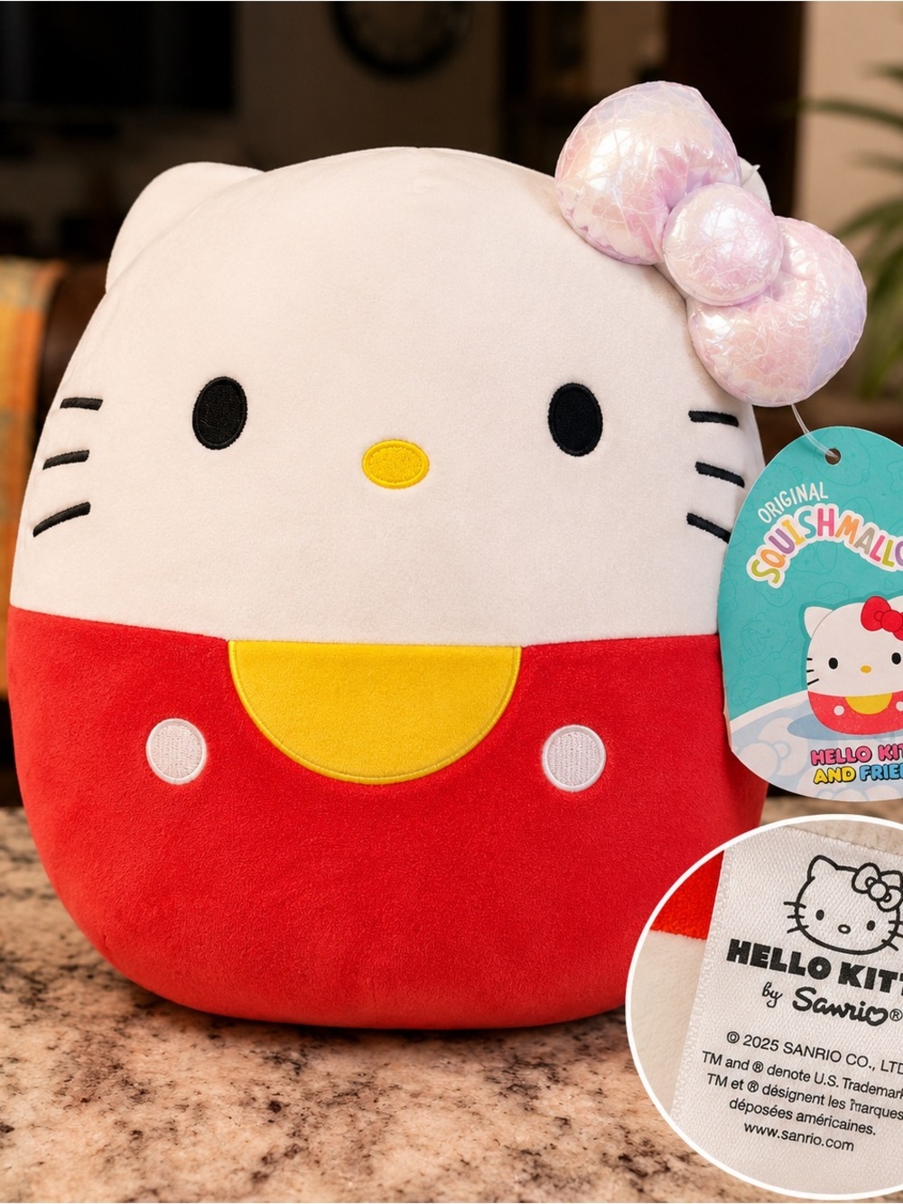 RARE 16in tall Hello Kitty White, Red & Yellow Plush  with Bow
